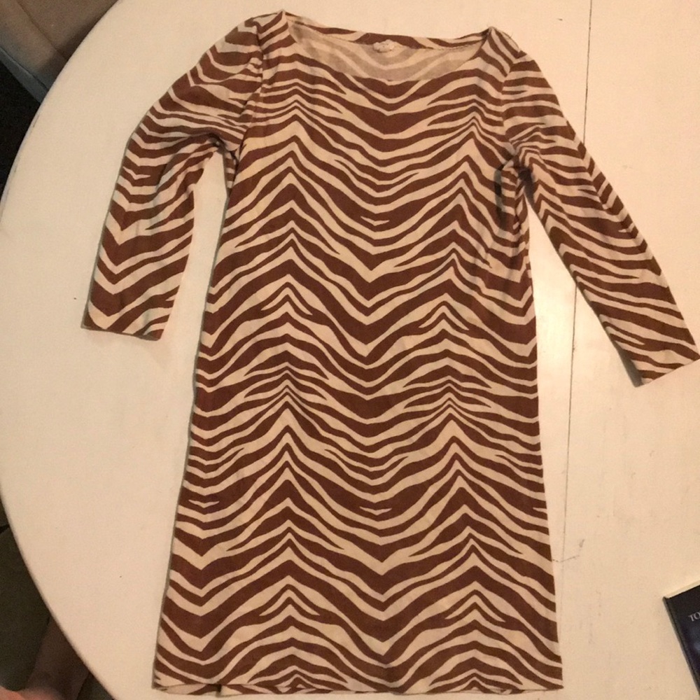 JCREW 3/4 length zebra print dress